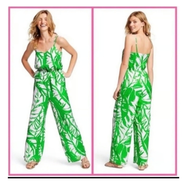 Lilly Pulitzer For Target Green/White Tropical Jumpsuit Romper Womens Size Med - Picture 2 of 8